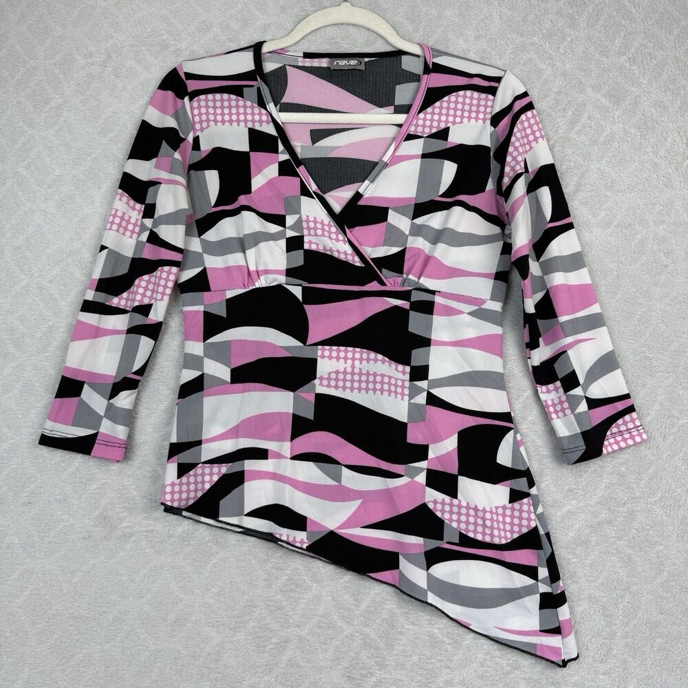 Vtg Rave Asymmetrical Top Meidum Pink Black Fairy Baddie Going Out Party Y2K